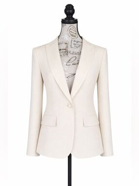 NWT Ann Taylor Factory Cream One-Button Blazer • Size 8